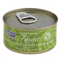 피쉬포독 고양이 피쉬포캣 참치 초록입홍합 캔, 생선, 70g, 3개