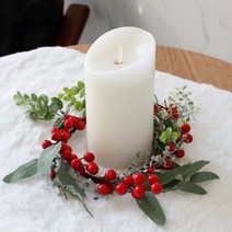 성탄절 캔들링 파티 테이블 꾸미기 리스장식 양초홀더, 레드