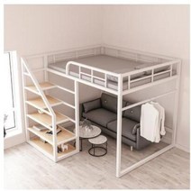 스마트침대 빈 싱글 상단 더블 레이어 높은 침대 가족 공간 절약 다락방 2 단 아파트 l, 4+120x200cm