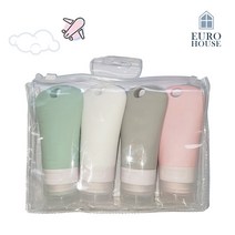 [60ml/90ml 4개] 무독성 실리콘 공병 헬스장 수영장 여행용 휴대용 샴푸 로션 용기, 60ml 세트