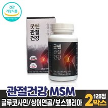 관절건강 MSM 상어연골 콘드로이친 엠에스엠 글루코사민 식물성 원료 까마귀쪽나무 열매 보스웰리아 관절 연골 건강 도움 영양제 식약처 인증 건강기능식품, 2개, 120정