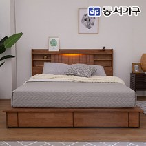 동서가구 네오 마샤 고무나무원목 LED 수납 킹 침대 (매트리스 선택) NES368, 월넛