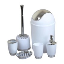 6 조각 농가 욕실 액세서리 세트 욕실 깨끗하고 깔끔한 유지 비누 접시 로션 디스펜서 클럽 바 장식을위한 욕실, 하얀색, 다중, 플라스틱