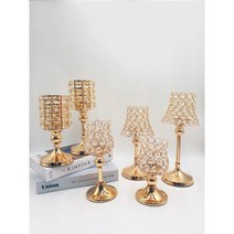 골드 크리스탈 캔들홀더 led초증정 티라이트홀더 감성캠핑촛대, 스탠드형