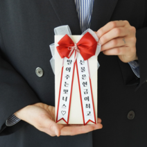 금융치료 반전 용돈 리본 화환 봉투 첫월급 부모님 용돈, 레드리본-딸이 주는 뽀너스♡