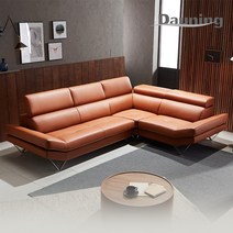 [다우닝] 끌레르 4인 코너 카우치 전체 천연가죽 소파, 초코, 좌형(착석시 코너방향/상품사진 동일)