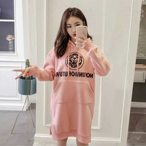 가을 여성 빅사이즈 얇은 기모 후드 맨투맨 오버핏 롱 후드티 ~150KG