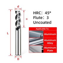 TYTURE-HRC55 3 플루트 카바이드 밀링 커터 텅스텐 엔드 밀 CNC 공구 솔리드 알루미늄 복합 패널, d12xD12x150L, HRC45 3F