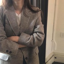 여성 자켓 a920 기본 테일러드 모호방 오버핏 트위드 퀼팅 양모 노카라 린넨 숏 앵커 스타다움 블레이져