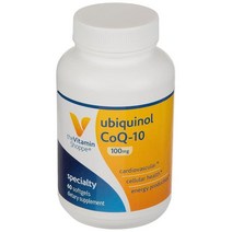 The Vitamin Shoppe Ubiquinol CoQ10 100mg 스타틴을 복용하는 사람들에게 유익 심장 및 세포 건강 건강한 에너지 생산 지원 필수 항산화 물질 매일 1회, 60 Softgels