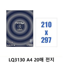 JH+폼텍 분류표기용 라벨 LQ3130 A4 20매 전지_S/N:5F+5FA5F5 ; a4라벨지 A4라벨지 네임스티커 라벨스티커 라벨지제작 라벨지프로그램 물류관리 바