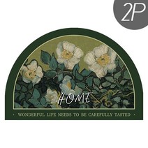 Senro 유화 플라워 흡수하족 미끄럼방지 규조토 발매트 40 x 60 CM, 반원, A 2P