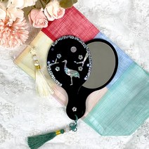 자개 전통 매듭 손거울 만들기 DIY 키트, 타원형거울-모양자개(학), 1개