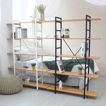 올리오 인테리어 낮은 책정리 철제 책장 책꽂이 주방 렌지대 수납선반 수납장 와이드 5단, 화이트