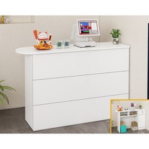 안내 인포 데스크 카운터 테이블 인포메이션 계산대 포스기 책상 1인샵, 120CM 우드+화이트 (아크좌우선택가능)