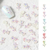 다즐링 네일/다즐링 네일/꽃 플라워 네일 파츠 스톤 모음 종택, 오로라 장미/화이트(3개입)