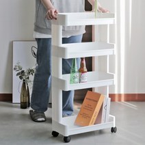 트롤리 간식팬트리 틈새선반 밀당 대피공간 이동식선반 3단 4단, 슬릿츠 선반 3단 그레이블루