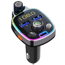 자동차 배터리 램프jajabor fm 송신기 외부 마이크 듀얼 usb pd type c 고속 충전 자동차 충전기 블루투스 5.0 핸즈프리 car fm modulator, 협력사, 검은 색