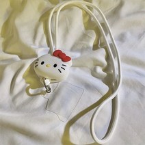 키티 핸드폰줄 스트랩 실리콘 목걸이 태닝키티 블랙키티, 1개, 화이트키티