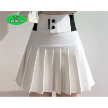 SHENGBO투버튼 허리 밴딩 여성 골프 주름 스커트 가을 골프웨어 플리츠 치마 큐롯 치마바지 라운딩 필드룩