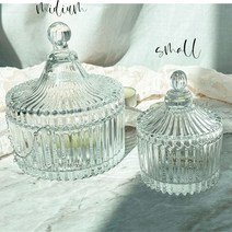 유리 크리스탈 반지 악세사리 보석함 캔들홀더 화장솜 면봉 케이스 티백 캔디 보관함 정리함, 중형