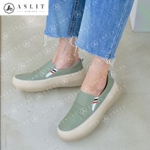 애슬릿 애슬릿 천연 소 가죽 밴딩 데일리 슬립온 여성 스니커즈