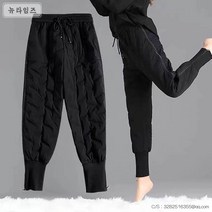 Makone 겨울 누빔 고무줄 끈 밴딩 방한 조거 패딩바지