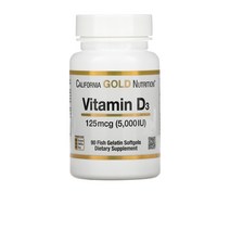 CGN 캘리포니아 골드 뉴트리션 비타민D VitaminD3 125mcg (5 000IU) Fish Gelatin Softgels 90정