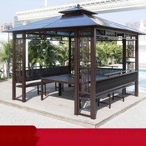 정자 야외 정원 별장 펜션 그늘막 가든의자 마당어닝 원두막, 복자정 3.5x3.5m 3면 책걸상 가방 설치