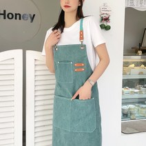 빅사이즈 방수 데님 캔버스 앞치마, 1개, 올리브 그린