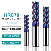 GAMOsNT HRC70 블루 나노 코팅 텅스텐 스틸 밀링 커터 CNC 기계 가공 특수 플랫 하단 엔드밀 도구 4 플루트, [30] 12x50x150, [01] 1PCS, 1개