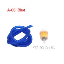 Alconstar- 6mm 오토바이 가스 연료 필터 가솔린 파이프 호스 라인 + 4 클립 모토 스쿠터 먼지 자전거 쿼드, 03 파란