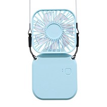 듀얼 쿨링 넥밴드 넥밴드무선선풍기 휴대용 접이식 목걸이 선풍기 USB 조정 가능 충전식 테이블 음소거, 02 Blue