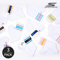 [3PACK] 스케쳐스 여성 링글배색 로고포인트 크루삭스 10종 택3, 1화이트 네이비, 2화이트 스카이블루, 3화이트 카키