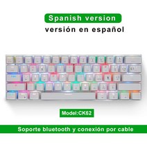 가상키보드 Mini Motospeed CK62 Gaming Mechanical Keyboard USB Wired/Bluetooth Dual Mode 61 Keys RGB, 한개옵션2, 02 브라운, 01 블루 스위치