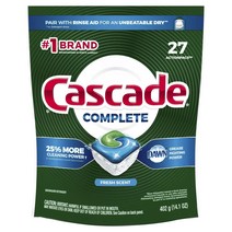 Cascade 컴플리트 식기세척기용 세제 프레시 향 27개입, 1개, 402g