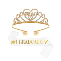 룰루마켓 졸업축하 왕관&어깨띠 세트, 화이트