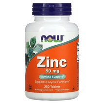 나우 푸드 아연 zinc 50mg 250정 Nowfoods 이뮨 서포트 글루콘산아연, 1개, 50mg / 250정