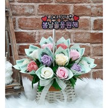 [토퍼증정]수플라워앤가든 20송이 돈꽃바구니, 돈꽃바구니 (20BR-파스텔혼합)