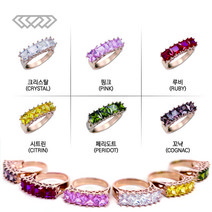 [다섯가지보석] 14k GP 루미나반지 연핑크 루비 시트린 페리도트 꼬냑 검지반지 레이어드반지