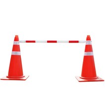 백색 적색 반사판 콘걸이용 안전걸이대 작업현장통제 차선변경통제 콘연결, 슬라이드 콘걸이대 (백색봉/적색띠), 1개