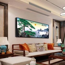 산수화 소나무 보석십자수 DIY 명화 동양화 독수리 풍경 비즈 아트 큐빅페인팅 다이아몬드 십자수, 120x50cm