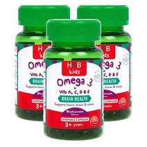 영국 홀랜드앤바렛 Holland & Barrett 어린이 오메가3 with 비타민A C D & E 블랙커런트맛 60캡슐, 3팩