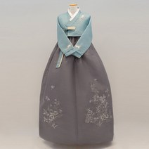 [맞춤한복] 푸른자수저고리 브라운치마 신부 신랑 웨딩 하객 참석 결혼 혼주 고급 엄마 한복 고운올 125