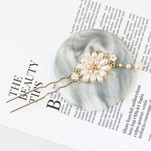 도도앤뉴 한복 뒤꽂이 올림머리 국화 진주 장식 헤어핀 빗핀