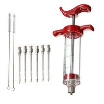 비료살포기 비료3바늘 30ML 주방 주사기 스테인레스 스틸 육류 인젝터 도구 고기 파운드 가금류 칠면조, 03 5 Needles 2 Brushes