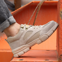 경량 안전화 여름 작업화 수입 여름용 발편한 통풍, B 쌀 흰색 안티 가죽 메쉬 및 통기성_40