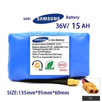 100 오리지널 36v 30ah 리튬 이온 배터리 팩 10s2p 30000mah 42v 12ah 스쿠터 트위스트 자동차 18650 배터리, 36v 15ah