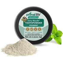 Primal Life Organics - Dirty Mouth Toothpowder Tooth Cleaning Powder Flavored Essential Oils With Natural Kaolin Bentonite Clay Good for 200＋ Brushing