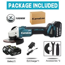 공구 연마기 백탭 납땜 절단휠 육각볼트 야마 드라이월 커터 Kamolee-M14 브러시리스 무선 앵글 그라인더 1, 04 100MM 2 Battery EU